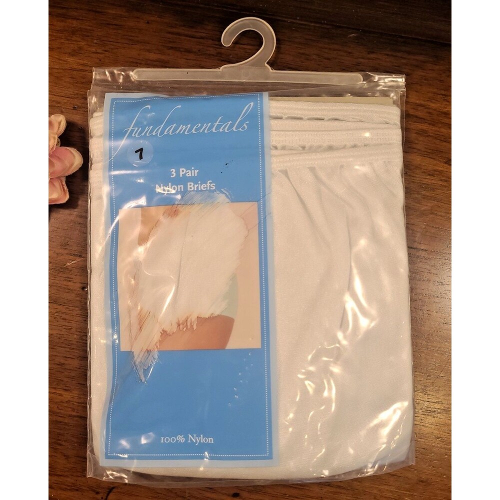 3 Pk Vtg Sears Fundamentals Nylon Briefs Panties Granny Size 7 Sissy White NOS